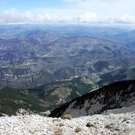 Stunning view 500m from summit. Snow-capped Alps visible in the far distance